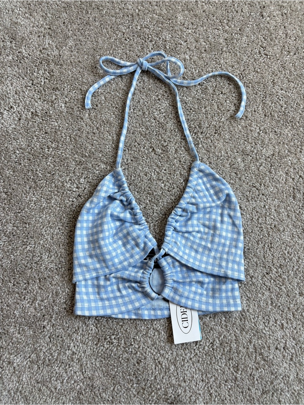 NWT Cider Gingham Halter Crop Top